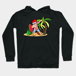 Cute Christmas in July Santa Hawaiian Summer Surf Surfing Surfer Hoodie